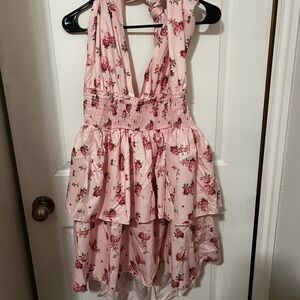 Floral Pink Halter Dress